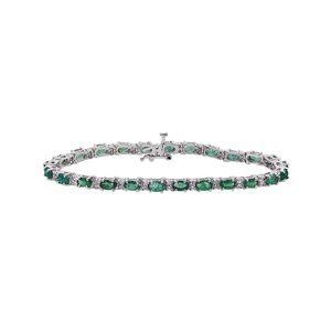 14K White Gold 7.00 Ct. tw. Emerald and Diamond Bracelet